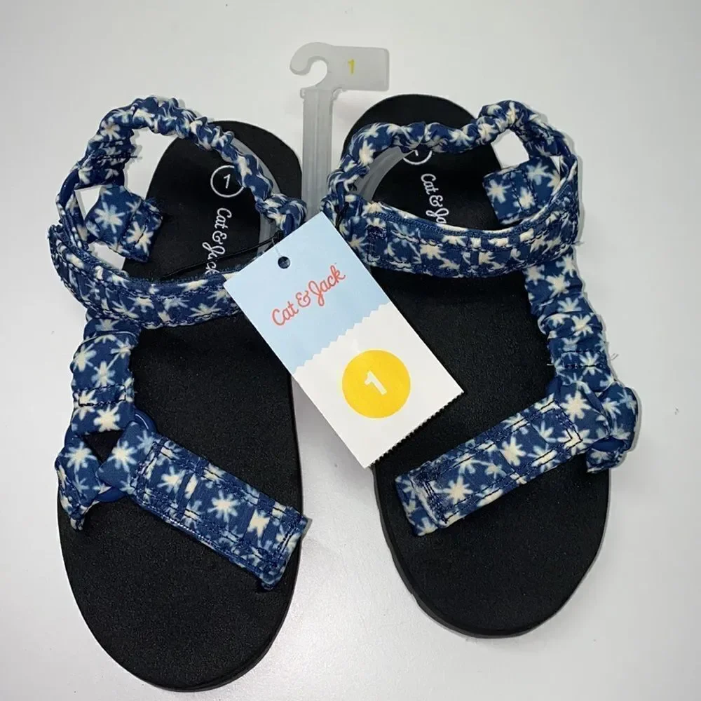 🔥Cat & Jack  kids shoes girls sandals  New Blue/Black (200)